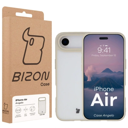 Etui Bizon Case Angelo do iPhone Air, półprzezroczyste z beżową ramką