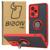 Etui z uchwytem na palec Bizon Case Hybrid Ring do Xiaomi Redmi Note 12 Pro 5G, przydymione z czerwoną ramką