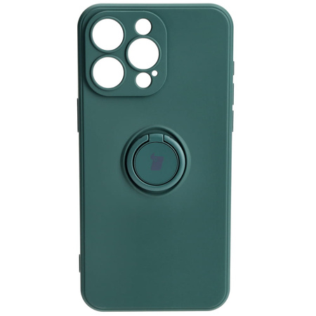 Etui Bizon Case Silicone Ring Sq do Apple iPhone 15 Pro Max, ciemnozielone