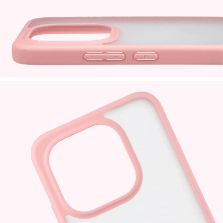 Etui Bizon Case Angelo do Xiaomi 15T, półprzezroczyste z jasnoróżową ramką