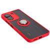 Etui z uchwytem na palec Bizon Case Hybrid Ring do Xiaomi Redmi 13C / Xiaomi Poco C65, przydymione z czerwoną ramką