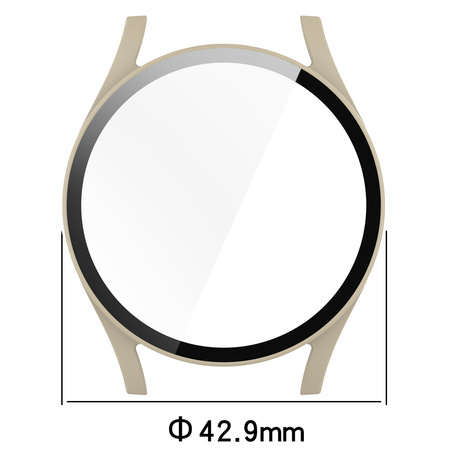 Etui ze szkłem do zegarka Bizon Case Watch Adamo do Galaxy Watch 7 40 mm, beżowe