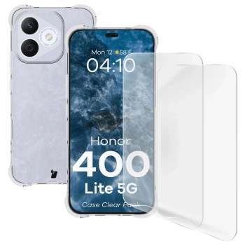 Elastyczne etui + 2x folia na ekran Bizon Case Clear Pack do Honor 400 Lite