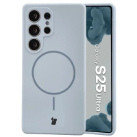 Silikonowe etui z pierścieniem magnetycznym Bizon Soft Case Magnetic do Galaxy S25 Ultra, błękitne