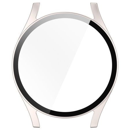 Etui ze szkłem do zegarka Bizon Case Watch Adamo do Galaxy Watch 7 44 mm, satynowo szampańskie