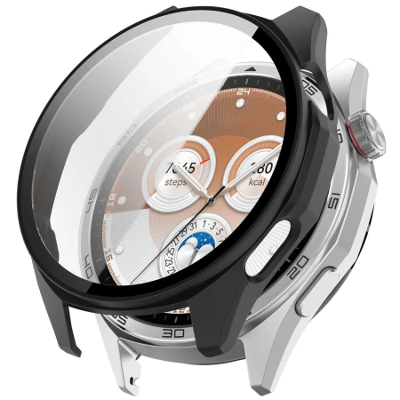 Etui ze szkłem do zegarka Bizon Case Watch Adamo do Huawei Watch GT6 46 mm, matowe czarne