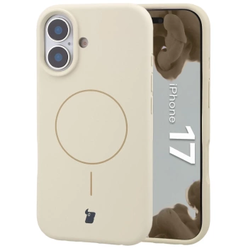 Silikonowe etui z pierścieniem magnetycznym Bizon Soft Case Magnetic do iPhone 17, écru