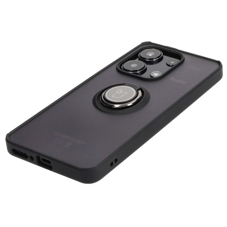 Etui z uchwytem na palec Bizon Case Hybrid Ring do Xiaomi Redmi Note 13 4G, przydymione z czarną ramką