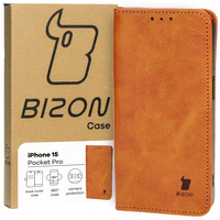 Etui z klapką Bizon Case Pocket Pro do iPhone 15, brązowe