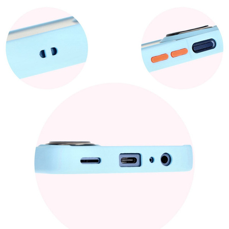 Etui z uchwytem na palec Bizon Case Hybrid Ring do Galaxy M15 5G, przydymione z jasnoniebieską ramką