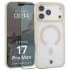 Etui z pierścieniem magnetycznym + szkło hartowane Bizon MatteO Pack do iPhone 17 Pro Max, przydymione-beżowe

