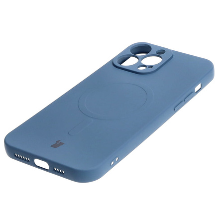 Etui silikonowe z pierścieniem magnetycznym Bizon Case Silicone Magnetic do iPhone 13 Pro Max, granatowe