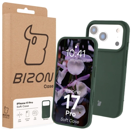 Silikonowe etui Bizon Soft Case do iPhone 17 Pro, ciemnozielone