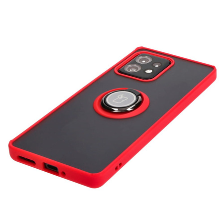 Etui z uchwytem na palec Bizon Case Hybrid Ring do Motorola Edge 40 Pro, przydymione z czerwoną ramką