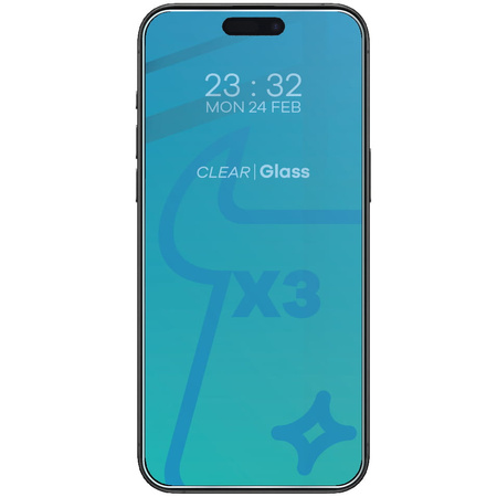 3x Szkło + szybka na aparat BIZON Clear 2 Pack do iPhone 15 Pro Max