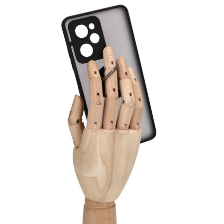 Etui z uchwytem na palec Bizon Case Hybrid Ring do Xiaomi Poco X5 Pro, przydymione z czarną ramką