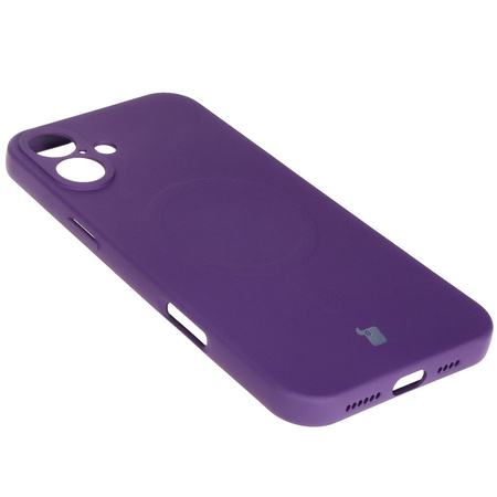 Silikonowe etui z pierścieniem magnetycznym Bizon Case Silicone Magnetic do iPhone 16 Plus, śliwkowe
