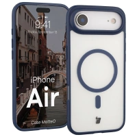 Etui z pierścieniem magnetycznym Bizon Case MatteO do iPhone Air, przydymione-granatowe