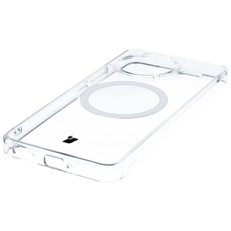 Etui z pierścieniem magnetycznym Bizon Case CrystalO do Xiaomi POCO F7 Pro, przezroczyste