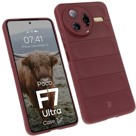Pancerne etui Bizon Case Tur do Xiaomi Poco F7 Ultra, burgundowe