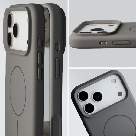 Silikonowe etui z pierścieniem magnetycznym Bizon Soft Case Magnetic do iPhone 17 Pro Max, grafitowe