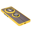 Etui z uchwytem na palec Bizon Case Hybrid Ring do Realme 12 Pro / 12 Pro+, przydymione z żółtą ramką