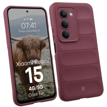 Pancerne etui Bizon Case Tur do Xiaomi Redmi 15 4G / 5G, burgundowe