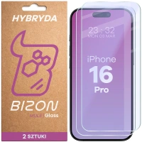 Elastyczne szkło hybrydowe Bizon Glass Mule Duo do iPhone 16 Pro, 2 sztuki
