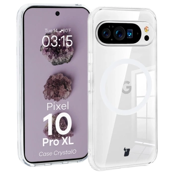 Etui z pierścieniem magnetycznym Bizon Case CrystalO do Google Pixel 10 Pro XL, przezroczyste