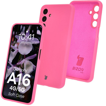 Silikonowe etui Bizon Soft Case do Galaxy A16 4G/5G, neonowo-różowe
