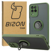 Etui z uchwytem na palec Bizon Case Hybrid Ring do Galaxy M33 5G, przydymione z zieloną ramką