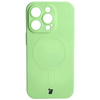 Etui silikonowe z pierścieniem magnetycznym Bizon Case Silicone Magnetic do iPhone 14 Pro, jasnozielone