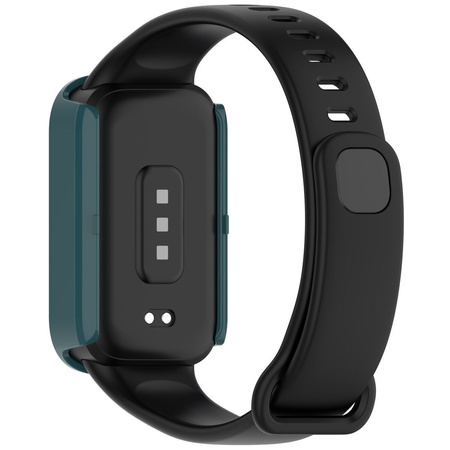 Etui ze szkłem do zegarka Bizon Case Watch Adamo do Xiaomi Mi Smart Band 9 Active / Redmi Band 3, zielone