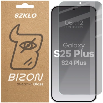 Prywatyzujące szkło hartowane Bizon Glass Clear Shadow do Galaxy S25 Plus / S24 Plus, przyciemniane