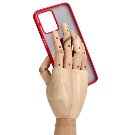 Etui z uchwytem na palec Bizon Case Hybrid Ring do Motorola Moto G13 / G23 / G53 5G, przydymione z czerwoną ramką