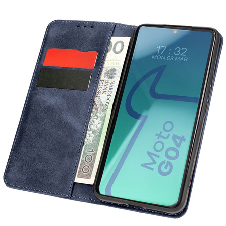 Etui z klapką Bizon Case Pocket Pro do Motorola Moto G04 / G24, granatowe