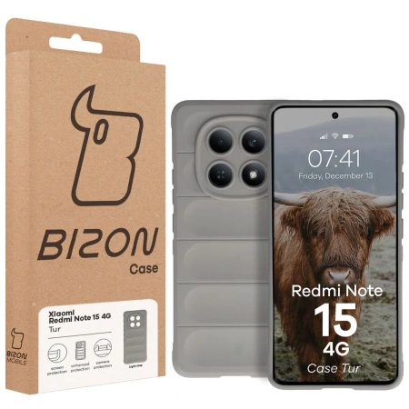 Pancerne etui Bizon Case Tur do Xiaomi Redmi Note 15 4G, jasnoszare