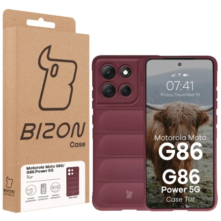 Pancerne etui Bizon Case Tur do Motorola Moto G86 5G / G86 Power 5G, burgundowe