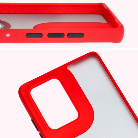 Etui z uchwytem na palec Bizon Case Hybrid Ring do Motorola Edge 50 Fusion, przydymione z czerwoną ramką