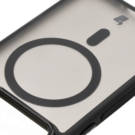 Etui z podstawką i pierścieniem magnetycznym Bizon Case Eclipse do Xiaomi 14T, przydymione z czarną ramką