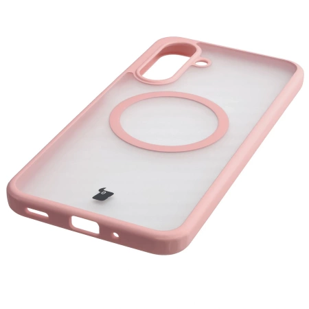 Etui z pierścieniem magnetycznym Bizon Case MatteO do Galaxy A17 5G, przydymione-jasnoróżowe