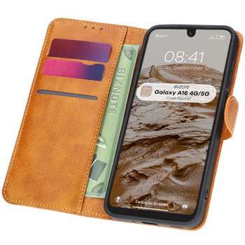 Etui z klapką Bizon Case Pocket do Galaxy A16 4G/5G, brązowe