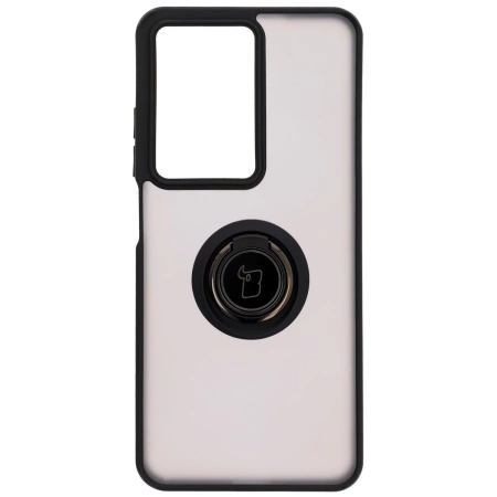 Etui z uchwytem na palec Bizon Case Hybrid Ring do Realme C75 4G / 14x 5G, przydymione z czarną ramką