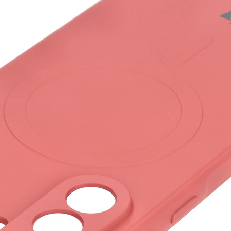 Silikonowe etui z pierścieniem magnetycznym Bizon Case Silicone Magnetic Sq do Galaxy A56 5G, brudnoróżowe