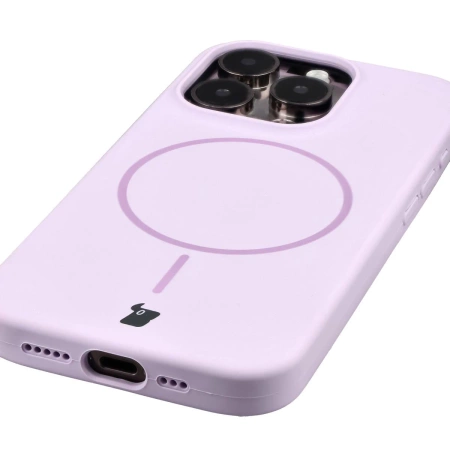 Silikonowe etui z pierścieniem magnetycznym Bizon Soft Case Magnetic do iPhone 15 Pro, jasnofioletowe