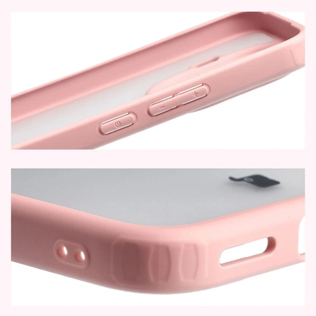 Etui Bizon Case Angelo do Xiaomi 15T Pro, półprzezroczyste z jasnoróżową ramką