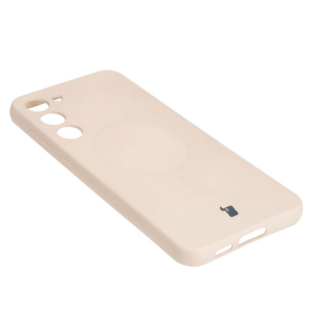 Etui silikonowe z pierścieniem magnetycznym Bizon Case Silicone Magnetic do Galaxy S23 Plus, beżowe