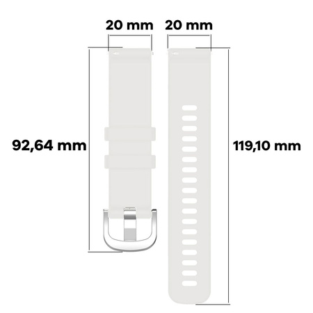 Pasek silikonowy do smartwatcha, Bizon Strap Watch Silicone Pro T, Quick Release 20 mm, biały