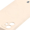 Etui silikonowe z pierścieniem magnetycznym Bizon Case Silicone Magnetic do iPhone 11, beżowe