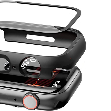 Etui ze szkłem Bizon Case, Case Watch Adamo Apple Watch 8/7 45mm, czarne